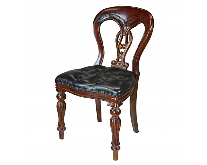 Toscano - Simsbury Manor Side Chair in Leather/Mahogany