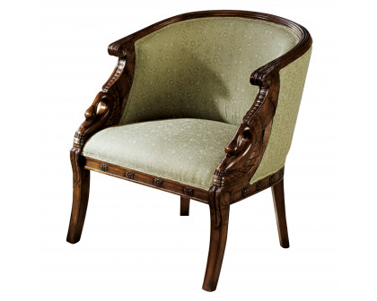 Toscano™ Due Cigno Tub Chair - Green, Fabric/Mahogany