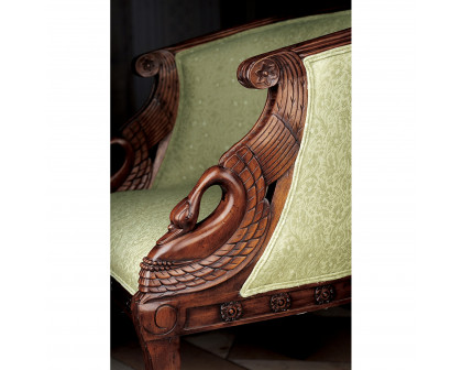 Toscano™ Due Cigno Tub Chair - Green, Fabric/Mahogany