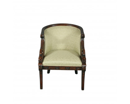 Toscano™ Due Cigno Tub Chair - Green, Fabric/Mahogany