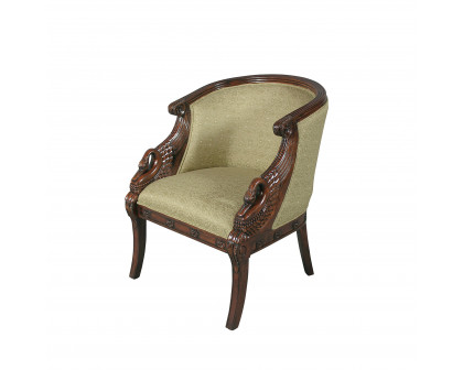 Toscano™ Due Cigno Tub Chair - Green, Fabric/Mahogany