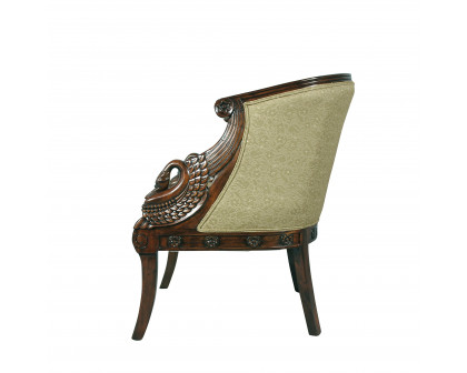 Toscano™ Due Cigno Tub Chair - Green, Fabric/Mahogany