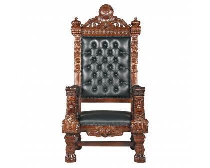 Toscano - The Fitzjames Throne Chair in Black, Leather