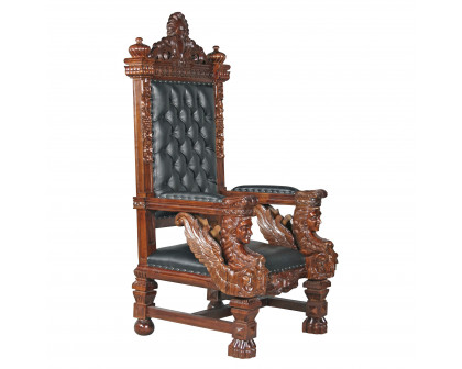 Toscano - The Fitzjames Throne Chair in Black, Leather