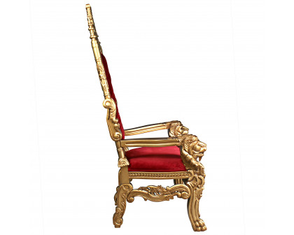 Toscano™ Golden Lord Raffles Lion Throne Chair - Gold, Mahogany