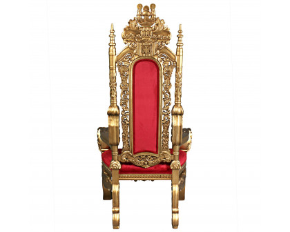 Toscano™ Golden Lord Raffles Lion Throne Chair - Gold, Mahogany