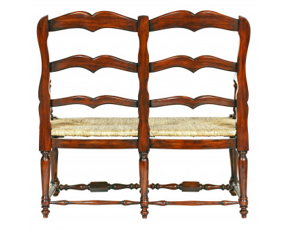 Toscano™ French Provincial Settee - Brown, Woven Rush/Mahogany