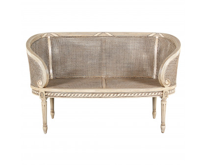 Toscano - Parisian Settee in Antique White, Rattan