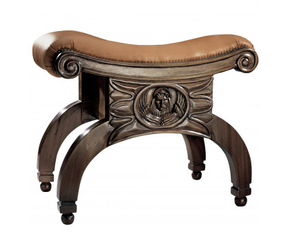 Toscano - The Venetian Taboret Bench in Oak, Mahogany/Leather