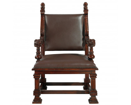 Toscano™ Lord Cumberland Royal Throne Chair - Cherry, Leather/Mahogany