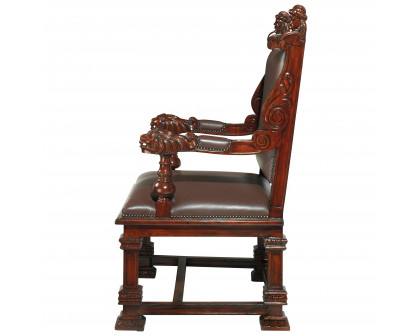 Toscano™ Lord Cumberland Royal Throne Chair - Cherry, Leather/Mahogany