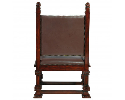 Toscano™ Lord Cumberland Royal Throne Chair - Cherry, Leather/Mahogany