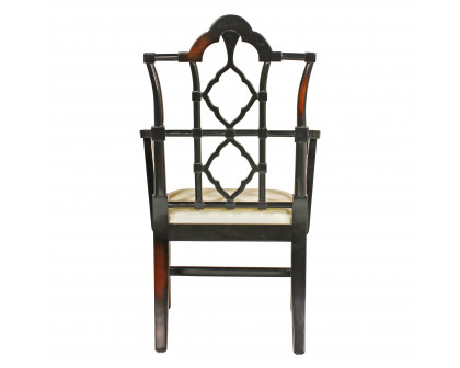 Toscano - Chinese Chippendale Chair in Beige, Fabric/Mahogany