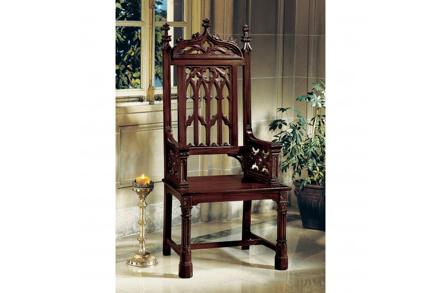 Toscano™ Gothic Tracery Cathedral Chair - Cherry, Mahogany