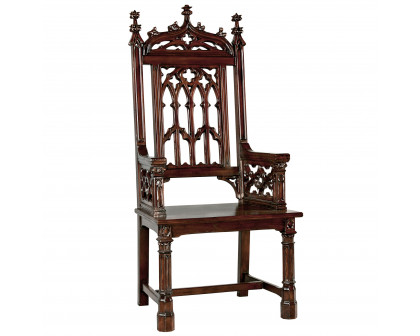 Toscano™ Gothic Tracery Cathedral Chair - Cherry, Mahogany