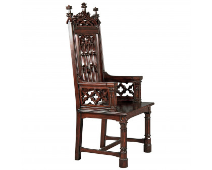 Toscano™ Gothic Tracery Cathedral Chair - Cherry, Mahogany