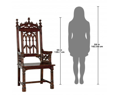 Toscano™ Gothic Tracery Cathedral Chair - Cherry, Mahogany