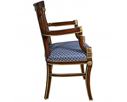 Toscano - British Colonial Plantation Armchair in Fabric/Mahogany