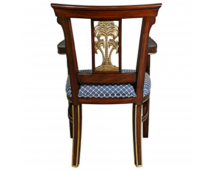 Toscano - British Colonial Plantation Armchair in Fabric/Mahogany