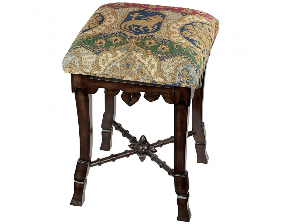 Toscano - The Medieval Mace Stool in Fabric/Mahogany