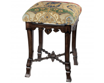 Toscano - The Medieval Mace Stool in Fabric/Mahogany