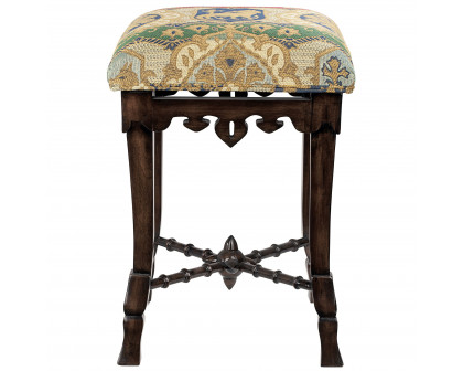 Toscano - The Medieval Mace Stool in Fabric/Mahogany