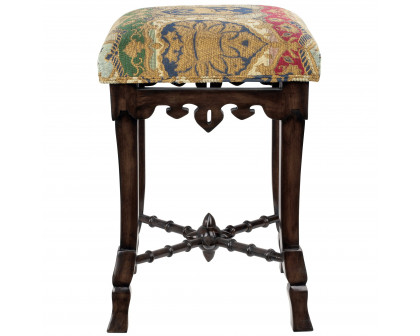 Toscano - The Medieval Mace Stool in Fabric/Mahogany