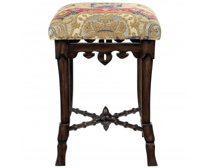 Toscano - The Medieval Mace Stool in Fabric/Mahogany