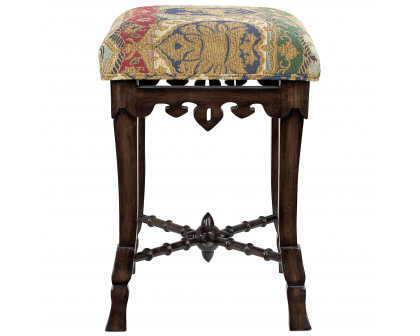 Toscano - The Medieval Mace Stool in Fabric/Mahogany