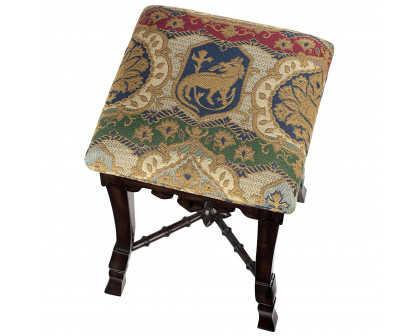 Toscano - The Medieval Mace Stool in Fabric/Mahogany