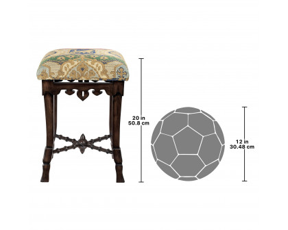 Toscano - The Medieval Mace Stool in Fabric/Mahogany