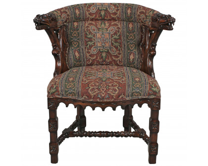 Toscano™ Kingsman Manor Dragon Chair - Cherry, Mahogany