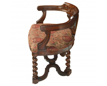 Toscano - Brussels Library Bergere Chair in Walnut, Fabric/Mahogany