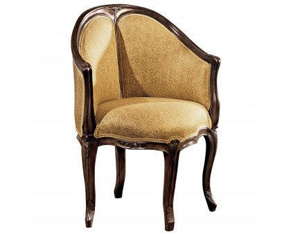 Toscano™ Louis XV Fauteuil de Bureau Chair - Beige, Fabric/Mahogany