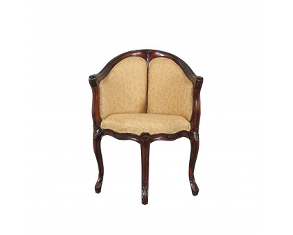 Toscano™ Louis XV Fauteuil de Bureau Chair - Beige, Fabric/Mahogany