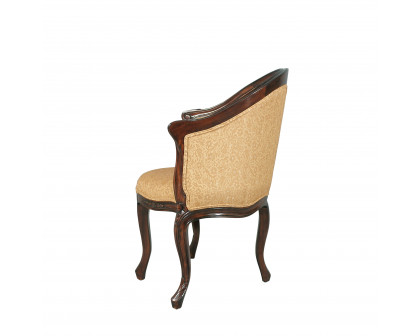 Toscano™ Louis XV Fauteuil de Bureau Chair - Beige, Fabric/Mahogany