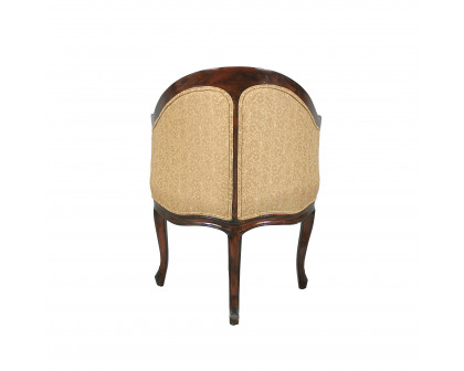 Toscano™ Louis XV Fauteuil de Bureau Chair - Beige, Fabric/Mahogany