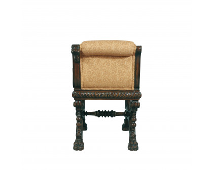 Toscano - Double Griffin Colonnade Bench in Beige, Fabric/Mahogany