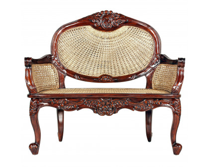 Toscano - Chateau Marquee Bench in Beige, Fabric/Mahogany