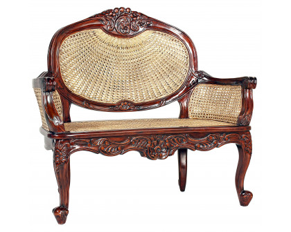 Toscano - Chateau Marquee Bench in Beige, Fabric/Mahogany