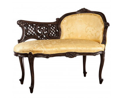 Toscano - Madame Claudine Chaise Lounge in Beige, Fabric/Mahogany