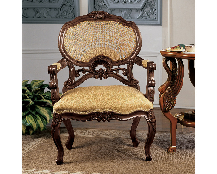 Toscano - Chateau Marquee Occasional Chair in Beige, Fabric/Mahogany