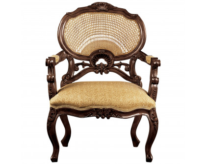 Toscano - Chateau Marquee Occasional Chair in Beige, Fabric/Mahogany