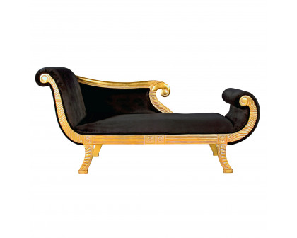 Toscano - Cleopatra Neoclassical Chaise Sofa in Black, Velvet