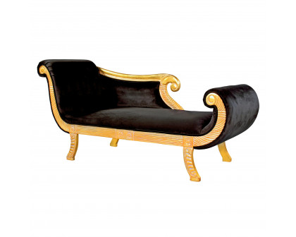 Toscano - Cleopatra Neoclassical Chaise Sofa in Black, Velvet