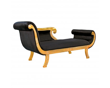 Toscano - Cleopatra Neoclassical Chaise Sofa in Black, Velvet