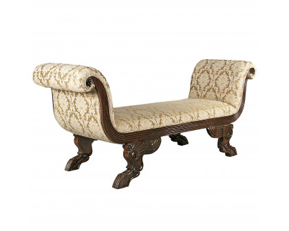 Toscano - The Veronique Bench in Beige, Fabric/Mahogany