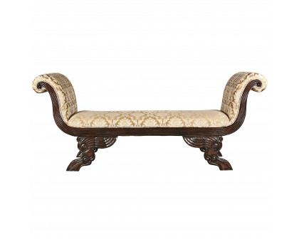 Toscano - The Veronique Bench in Beige, Fabric/Mahogany