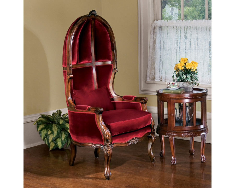 Toscano - Victorian-Style Balloon Chair in Burgundy, Mahogany/Velvet