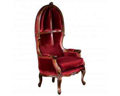 Toscano - Victorian-Style Balloon Chair in Burgundy, Mahogany/Velvet